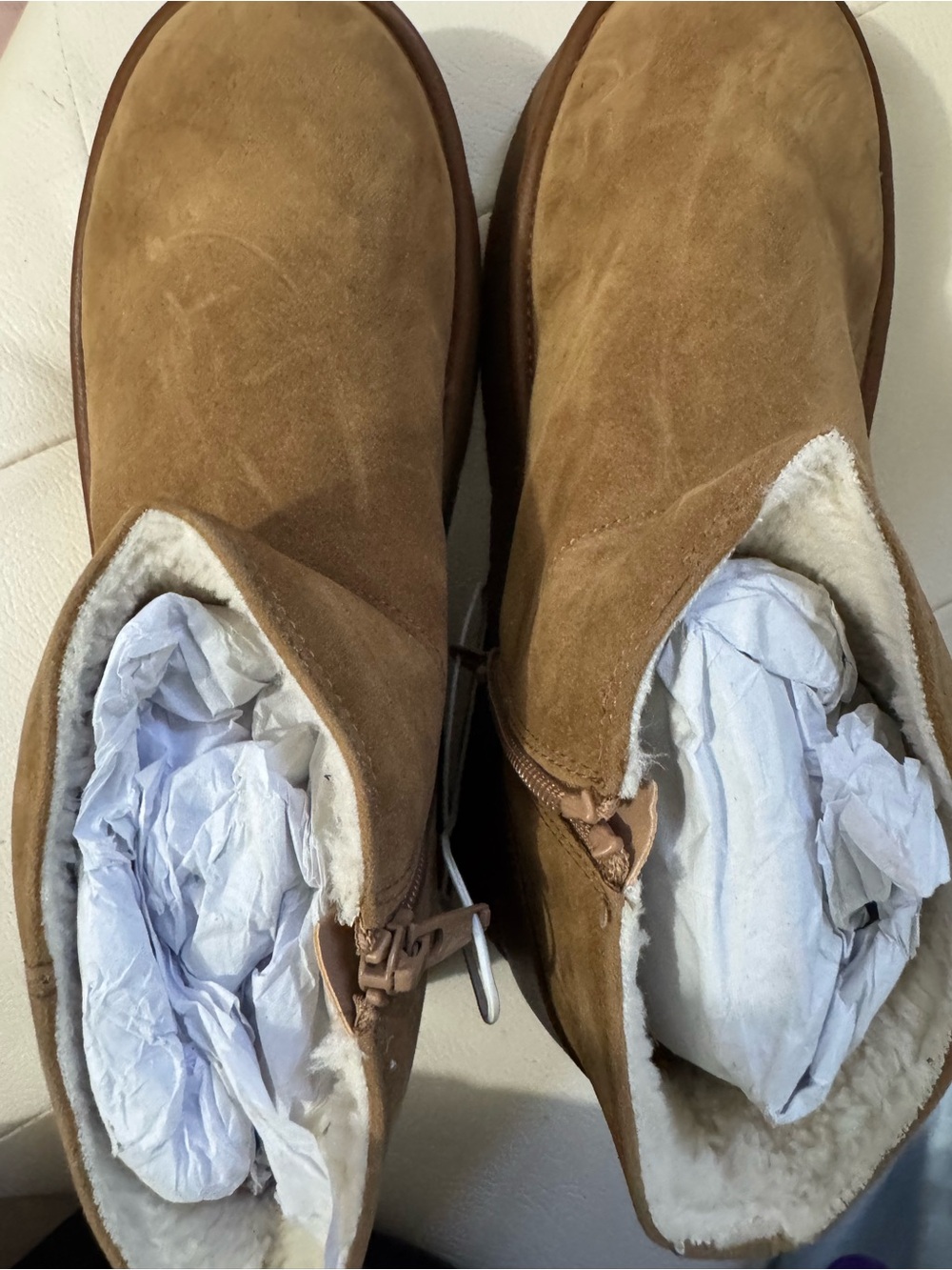 Men's Tan Suede Shearling-Lined Winter Boots